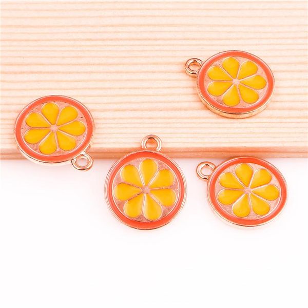 

10pcs 18*15mm alloy enamel drop oil yellow lemon slices fruit golden pendant findings charms for diy necklace accessories making jllbad, Silver