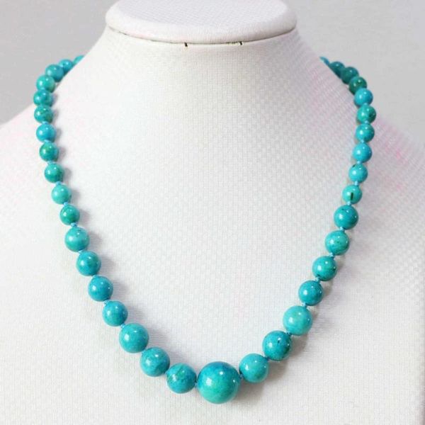 

chains fashion blue calaite stone 6-14mm round diy necklace 18"b616, Silver