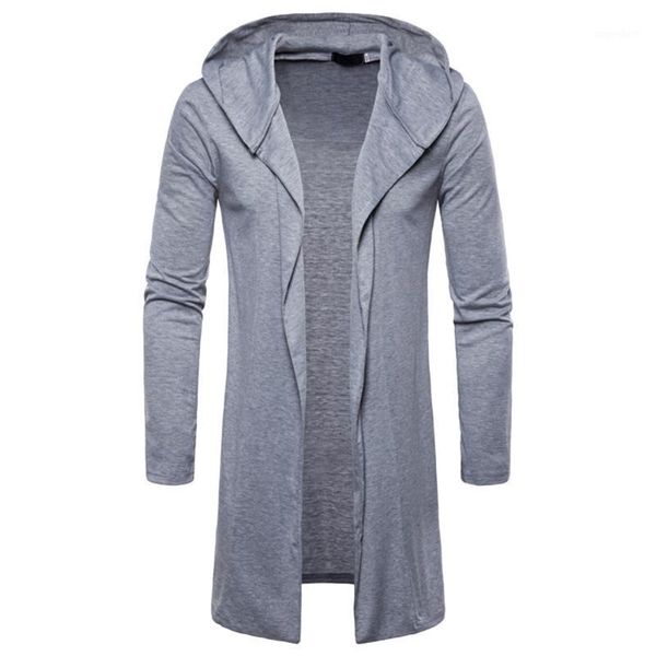 

fashion mens hooded solid trench coat jacket cardigan long sleeve outwear blouse coat men linen cardigan jackets 7.301, Black