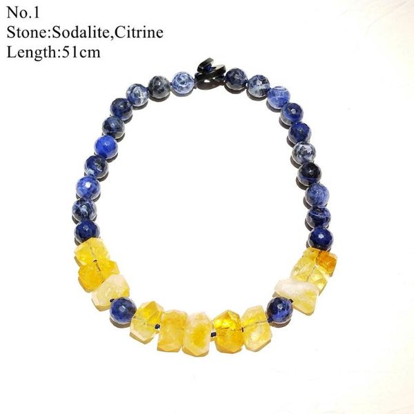 

chokers liiji unique stocksale necklace sodalite citrines blue lace agates turquoises only 1pcs each stock jewelry for women, Golden;silver
