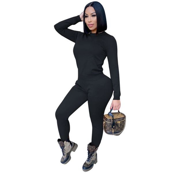 

solid color womens designer tracksuits fashion long sleeve long pants womens 2pcs sets casual females clothing, Gray