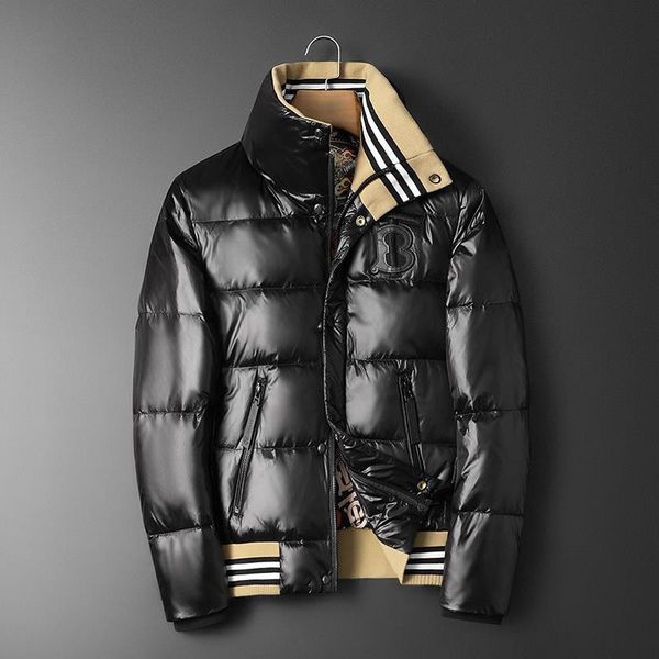 

fashion men down jacket warm parkas winter jacket men women hooded white goose down men warm jackets outerwear thickness mans winter coats, Black
