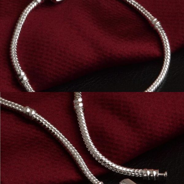 

2019factory 3mm wholesale bracelets 925 snake sterling fashionl4pxsilver chain fit pandora charm bead bangle bracelet je
