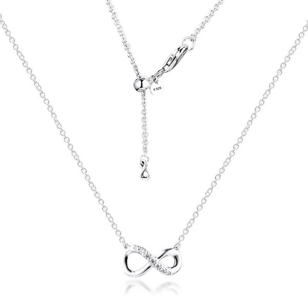 

qandocci silver 925 jewelry sparkling infinity collier necklace for women gift original sterling silver pendant