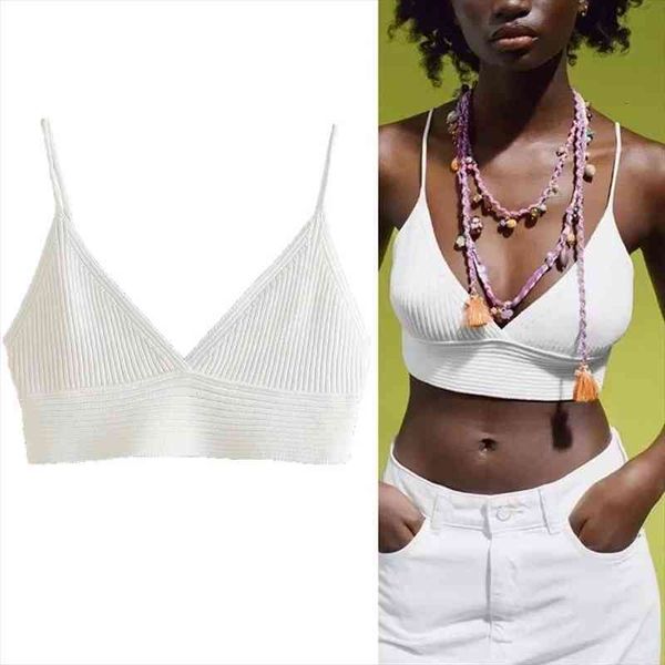 

traf za white crop women knit woman backless cropped female camisole womens clothing summer tank