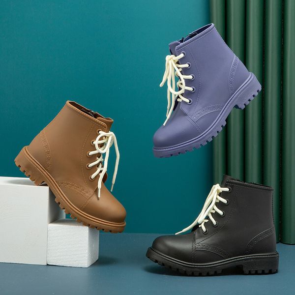 

2020 new children' rubber fashion outdoor waterproof pure color rain kids toddler water anti-slip boys boots q1216, Black;grey