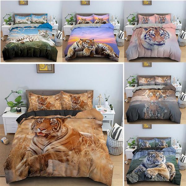 

3d animal tiger bedding set bedclothes quilt duvet cover single king  size