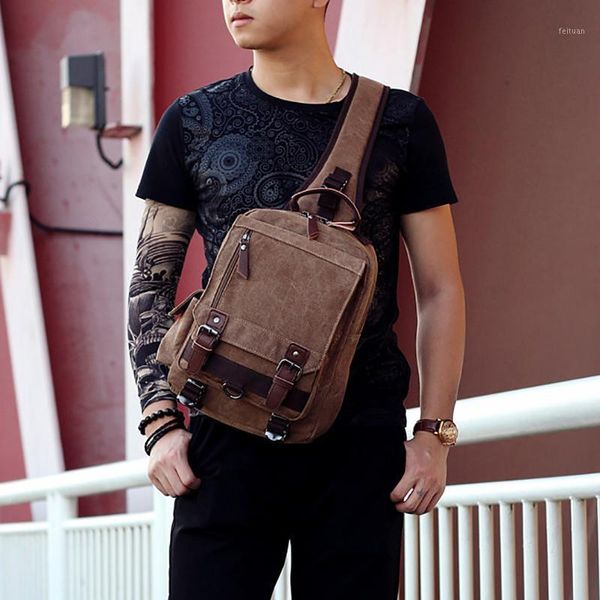 

1 pcs new canvas crossbody bags retro messenger chest bag shoulder sling bag shoulder massenger1