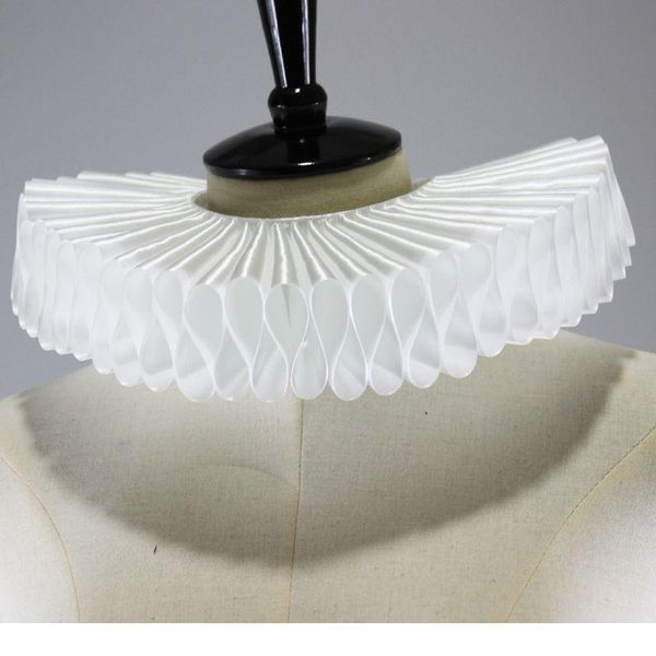 

satin detachable fake collar round wrinkled ruffles necklace choker wedding prop satin de qylvqt, Blue;red