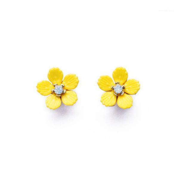 

e00535 fashion new arrival low price small elegant fashion inspiration women yellow flower stud earrings1, Golden;silver