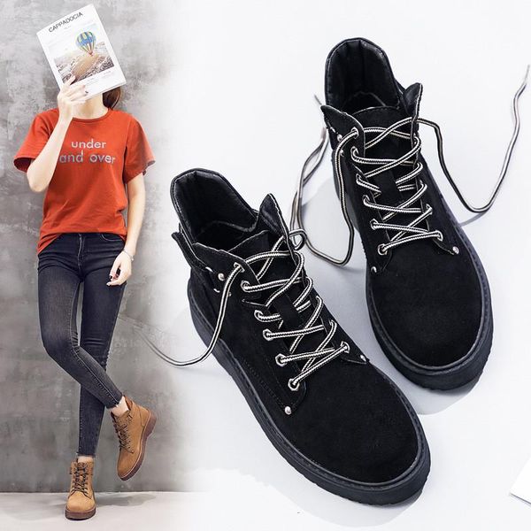 

boots fashion women's winter ladies solid color genuine leather short warm motorcycle shoes size 35-40, Black