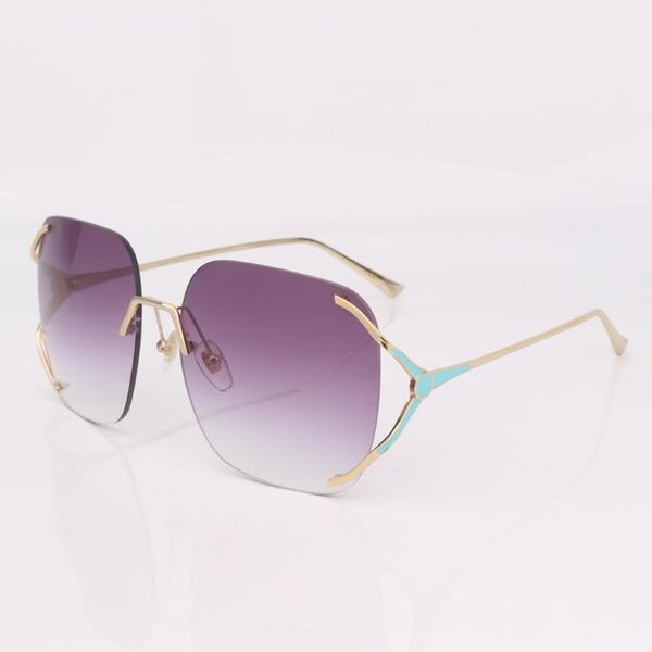 

rimless women sunglasses purple gradient lens with metal leg women eye wear1, White;black