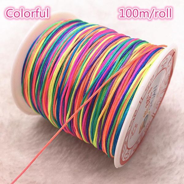 

100m roll 0.8mm colorful nylon cord thread chinese knot macrame cord bracelet braided string diy tassels beading thread h qylzsn