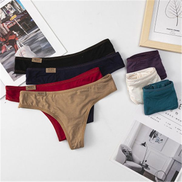 

womens seamless panties fashion trend solid colors low waist thong underwear female new breathable casual comfortable briefs, Black;pink
