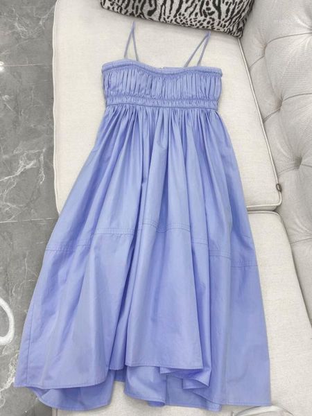 

2020 new ladies fashion sleeveless chest pleated suspender dress 07031, Black;gray