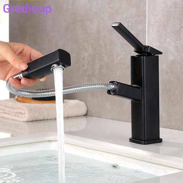 

bathroom sink faucets basin faucet black deck mount brass pull out tap mixer water taps for single handle torneira1