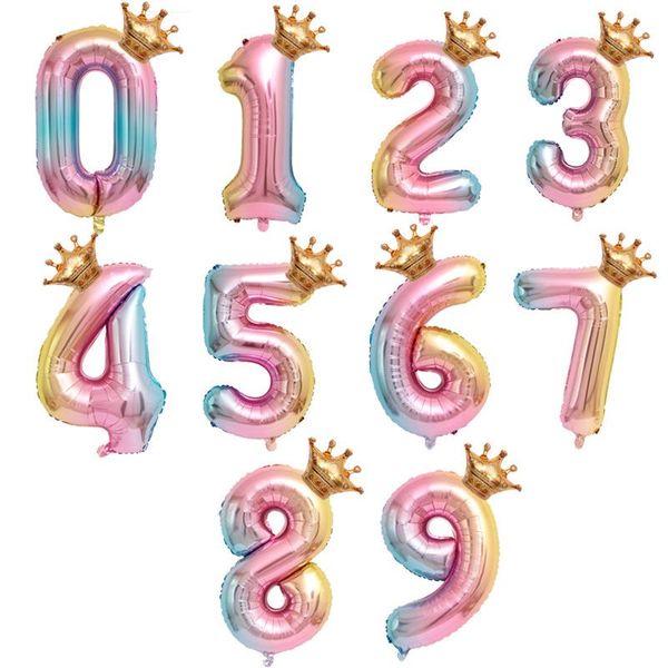 

digital crown balloons decorating supply happy birthday party decoration foil letter ballons globos balony baby shower ballons