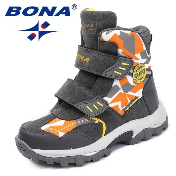 

bona new popular style children boots hook & loop boys winter shoes round toe girls ankle boots comfortable fast lj201203, Black;grey