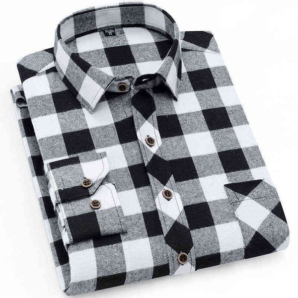 2021 Autunno Nuovo Business Casual Camicia da uomo Plaid Brand Alta qualità Ufficio maschio rosso nero a quadretti a maniche lunghe camicie vestiti G0105