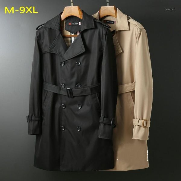 

9xl 8xl men velvet trench turn-down collar loose winter autumn plus size -6xl double breasted x-long jacket with sashes coats1, Tan;black