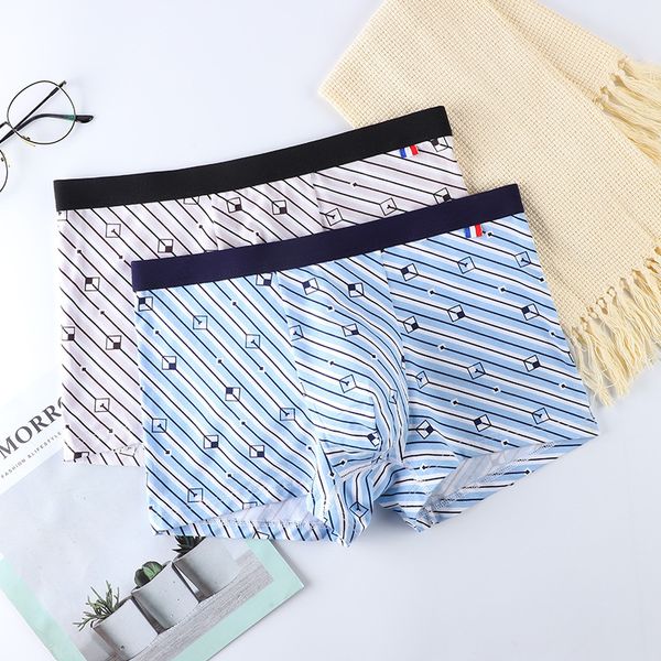 

men's boxers breathable  underwear middle waist cotton printed, Black;white