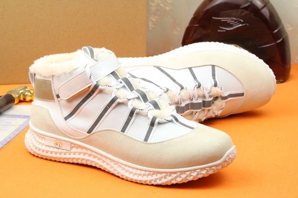 

size 38-44 imported cowhide material plus velvet warmth men's white shoes short boots winter ladies gift couple shoes youpinhui, Black