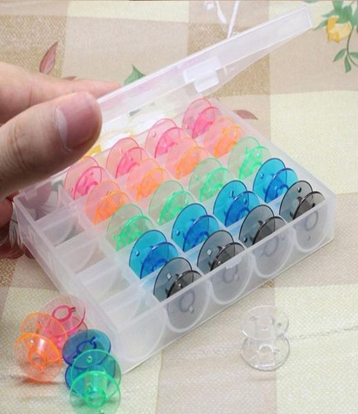 

25pc sewing machine bobbins spools empty bobbins spools sewing machine plastic storage box for home sewing accessories tools csv wmtzke
