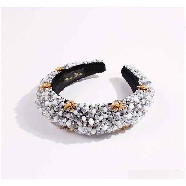 

luxury baroque hairband crystal beaded fabric headband rhinestone headbands women sponge handmade headband eur jllpve dayupshop, Silver