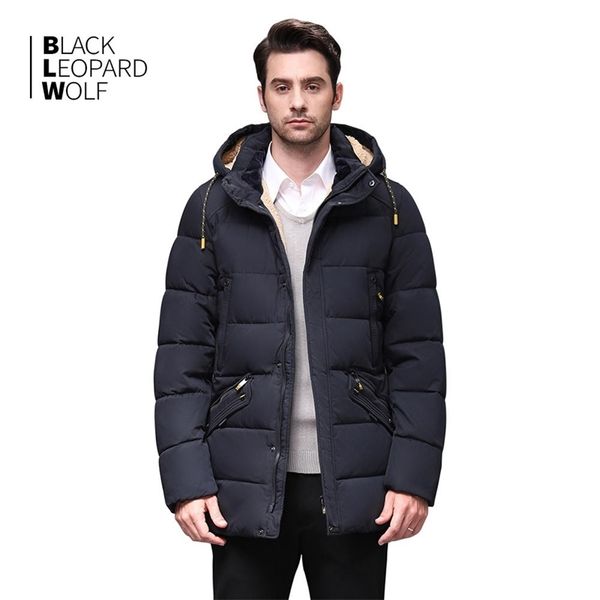 

blackleopardwolf winter down jacket men coat winter men's jackets mid-length hooded warm casual markers parka bl-833 201217, Black