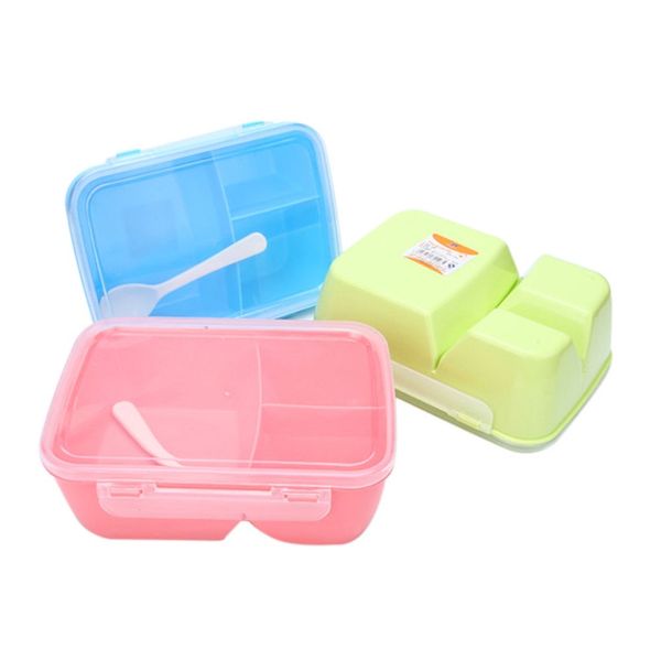 

1 шт. здоровый пластиковый пищевой контейнер портативный обеденный коробка с ложкой емкость кемпинга для кемпинга пикник еда плодоовощ конте