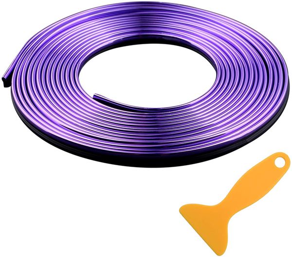 Viola 16,4 FT (5 metri) Flessibile 3D fai da te Automobile Auto Motore Interno Esterno Decorazione Auto Moulding Trim Strip Line Parts