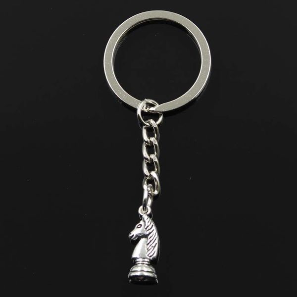 

fashion 30mm key ring metal key chain keychain jewelry antique bronze silver color plated chess knight 20x8mm pendant