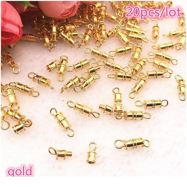 

new 20pcs/lot copper screw thread buckle clasps cylinder metal tone diy necklace bracelet connectors jewelry supplies jlldwt
