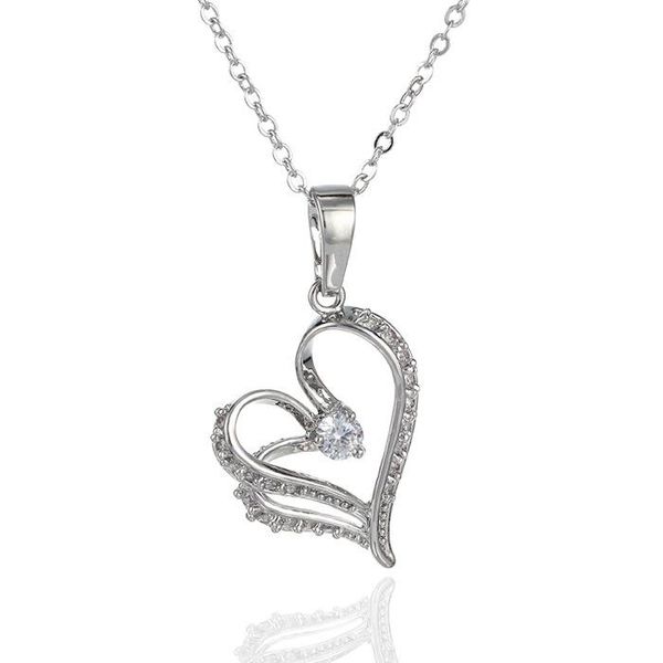 

pendant necklaces fashion heart love sweet rhinestone women necklace gold silver color long chain link jewelry valentine's day gift