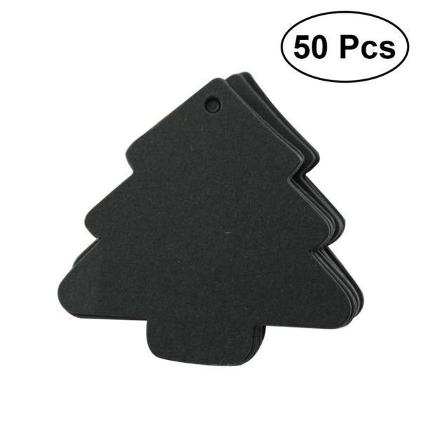 

50pcs christmas tree shape label kraft paper vintage blank name tag price tags wedding party gift tags (black