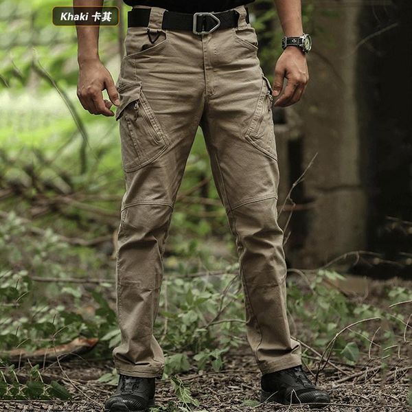 

men's pants mens tactical multiple pocket elasticity urban tacitcal trousers men slim fat cargo pant, Black