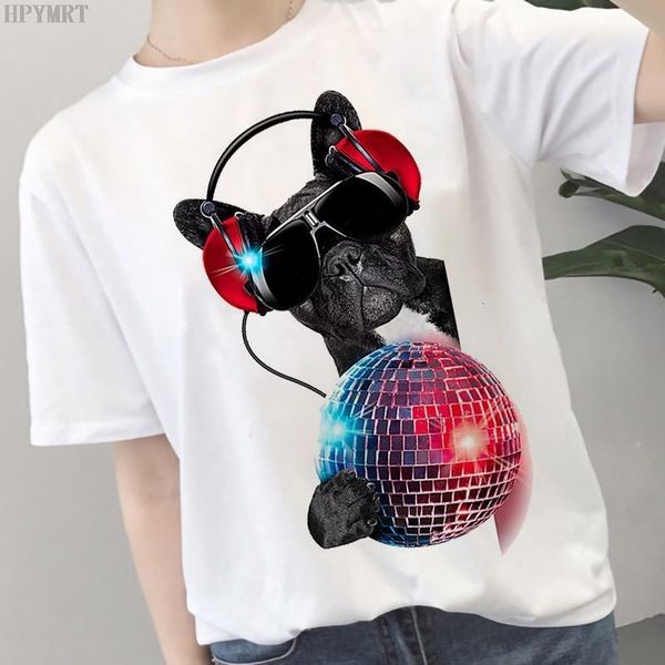 

plus size women's t-shirt music dog print fashion female t shirt summer harajuku eat goods dog casual short-sleeved tshirt, White