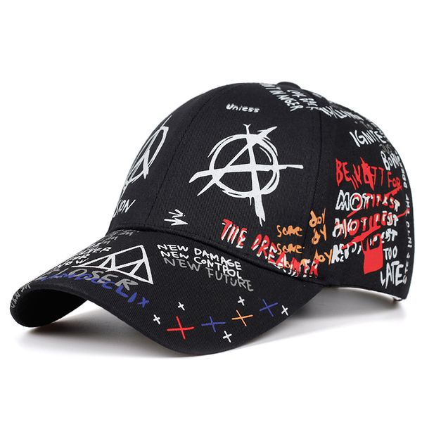 

baseball 2019 new graffiti printing cap 100%cotton fashion casual hat men and women adjustable sun caps hip hop dad hats, Blue;gray