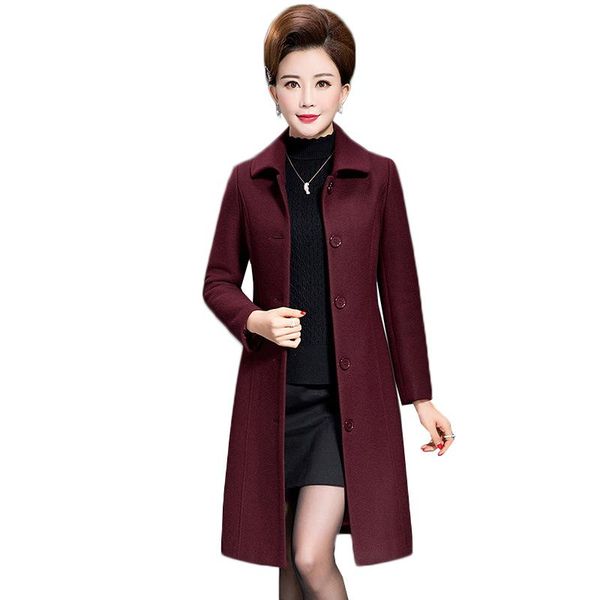 

women's wool & blends elegant woolen coat jacket 2021 fall women chic single breasted slim outerwear overcoat plus size 5xl, Black