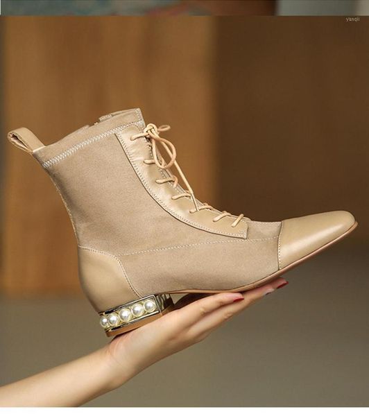 

boots 2021 women's leather layer cowhide with pearl boots1, Black