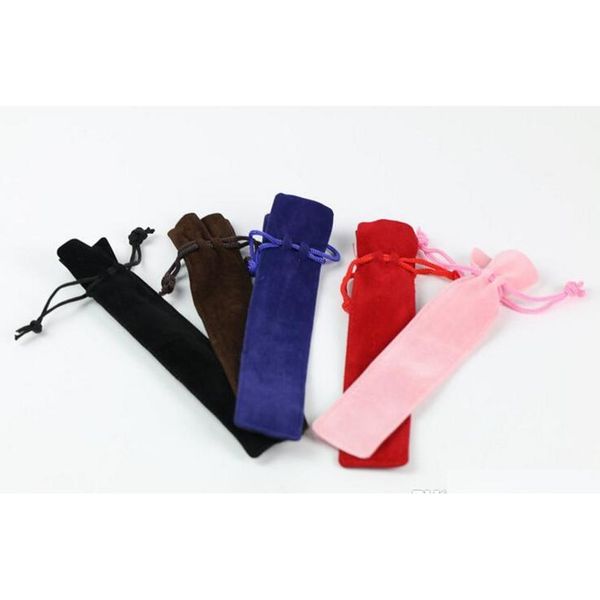 

velvet pen pouch holder single pencil bag pen case rope locking gift bag mw3em