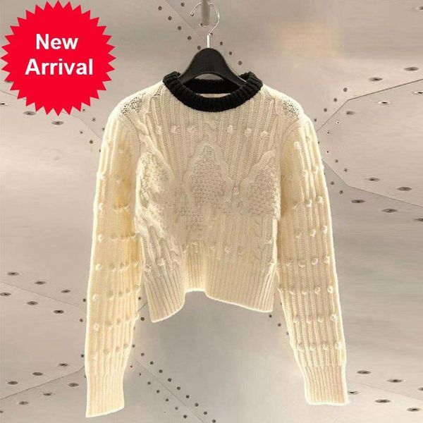 

new autumn 2021 lazy women's blouses black and white contrast soft elegant temperament knitted pullovers 0zkf, White;black
