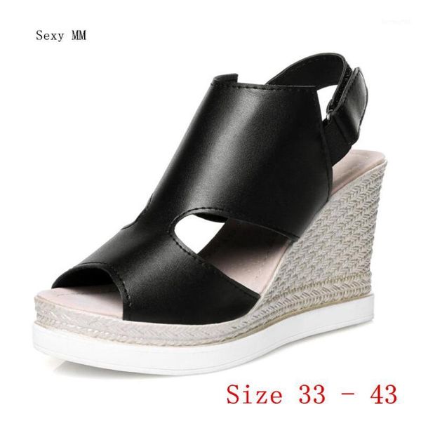 

dress shoes slides platform sandals women peep toe summer wedges gladiator woman high heels plus size 33 - 40 41 42 431, Black