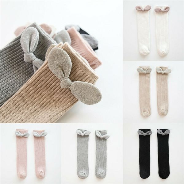 

emmababy new kids socks toddlers girls big bow knee high long soft cotton lace baby socks kids kniekousen meisje dropshipping y201009, Pink;yellow