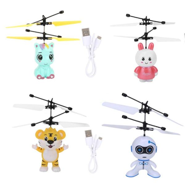 

robot suspension induction aircraft children's suspension toy lighting toy helicopter flying rechargeable rc drone toys