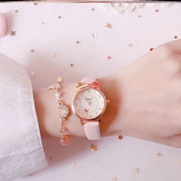 

female cute primary children's cartoon watch school students digital night light electronic waterproof girl child fall proof korean fai, Slivery;brown
