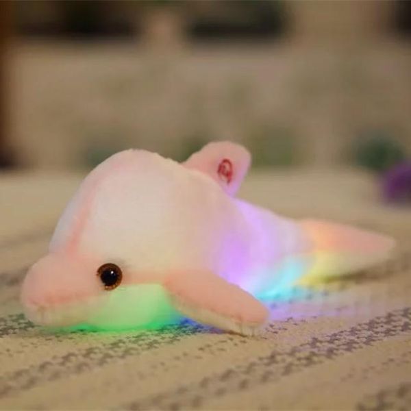 

32cm colorful glowing dolphin plush toy kawaii luminous plush dolls stuffed doll with led light cute gift for kids girls jllgqa