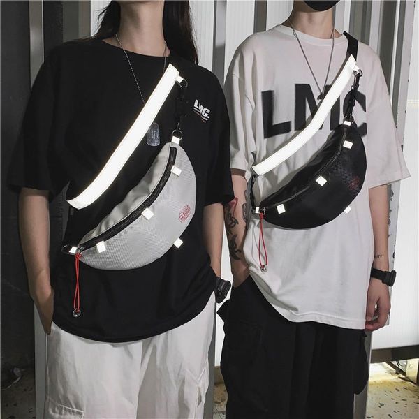 

hip hop waist pack reflective men personalized travel sports waterproof chest bag outdoor high capacity casual waist bag da60yb