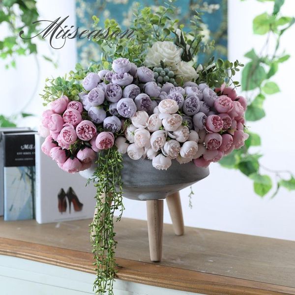 

artificial silk 27 heads rose flower bouquet home l table decoration fake flower wedding bride holding floral bouquet1