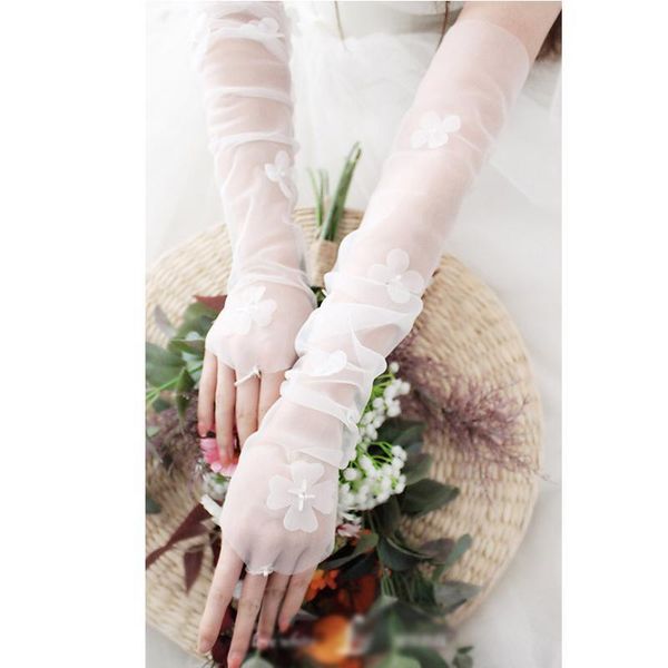 

tulle sheer gloves women white satin bowknot wedding long bridal gloves gants femme marriage lace gloves party dress glove h qylvvw